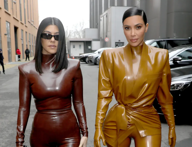 Kourtney Kardashian and Kim Kardashian on March 1, 2020 in Paris, France. Pierre Suu/Getty Images